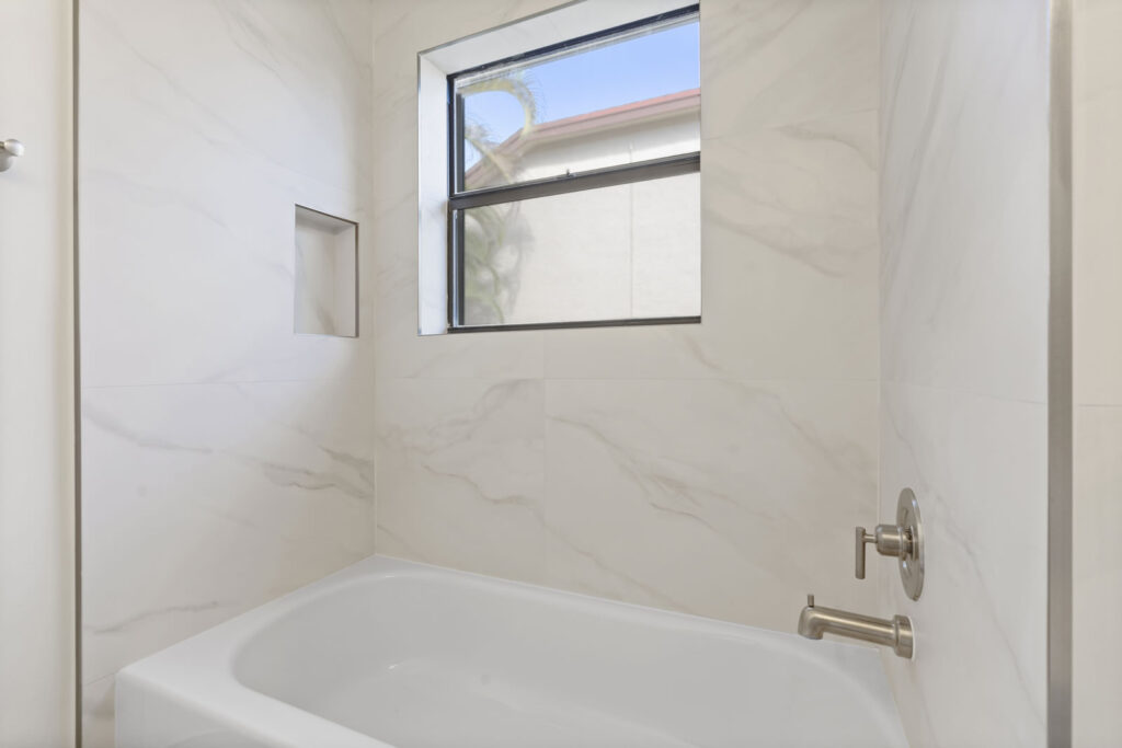 Marble tile bathroom remodel